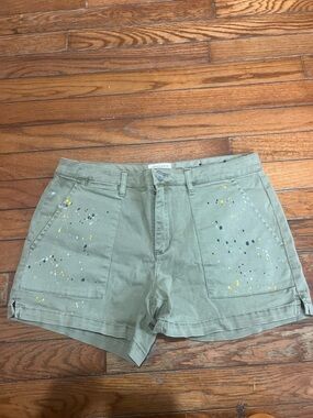 Sanctuary Olive Green Paint-Splatter Cargo Shorts